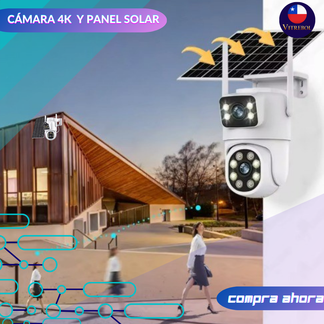 Cámara de Seguridad 4K con Panel Solar y SIM Card Móvil-