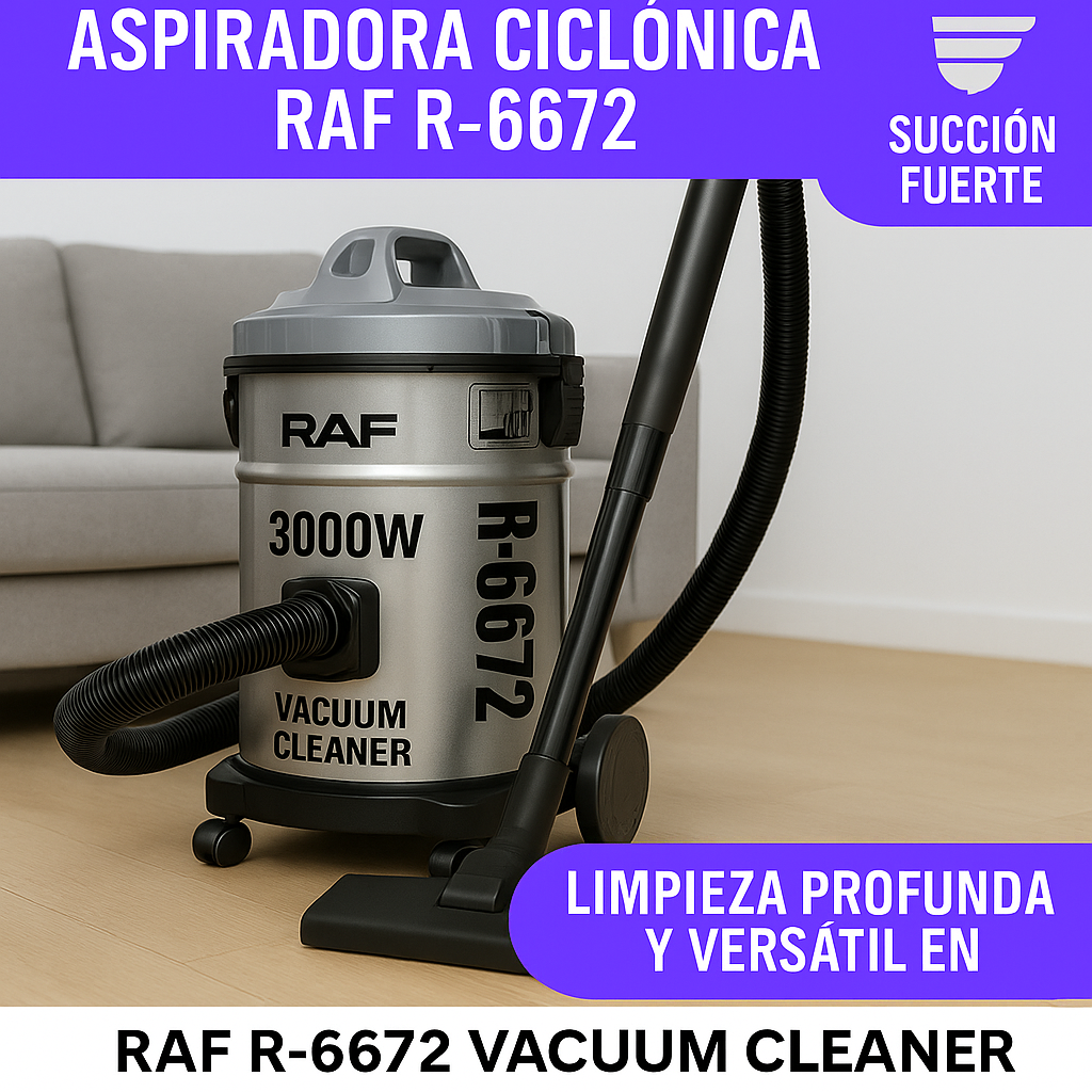 Aspiradora Ciclónica RAF R-6672 3000W - Succión Fuerte