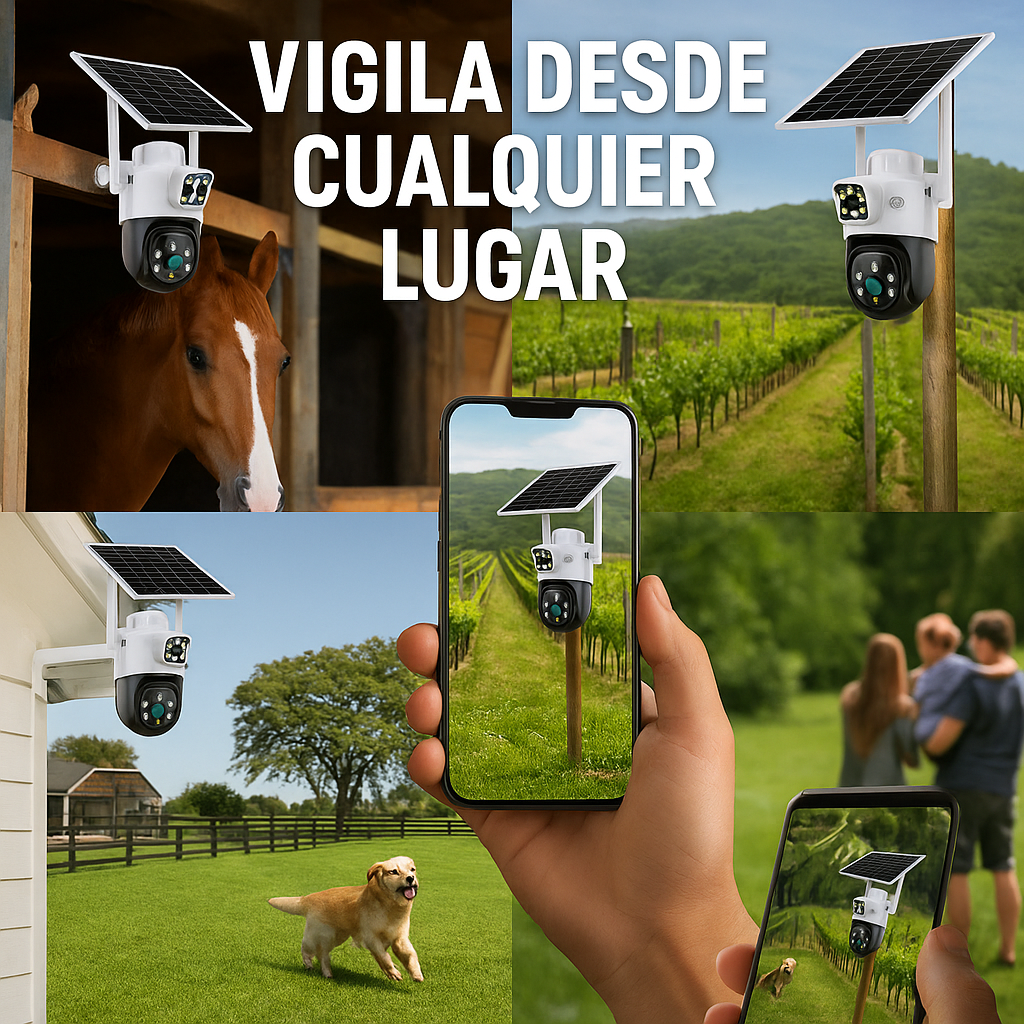 Cámara de Seguridad 4K con Panel Solar y SIM Card Móvil-