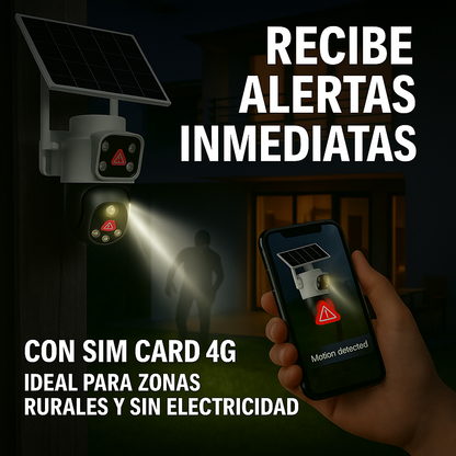 Cámara de Seguridad 4K con Panel Solar y SIM Card Móvil-