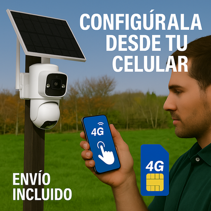 Cámara de Seguridad 4K con Panel Solar y SIM Card Móvil-