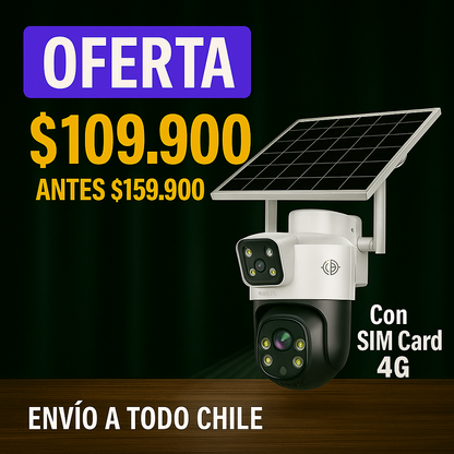 Cámara de Seguridad 4K con Panel Solar y SIM Card Móvil-