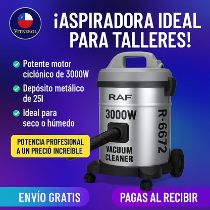 Aspiradora Ciclónica RAF R-6672 3000W - Succión Fuerte